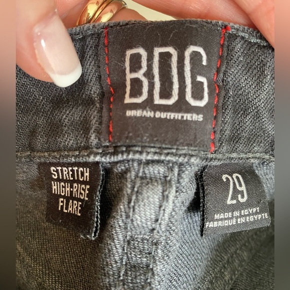 BDG Stretch High Rise Flare Distressed Black Jeans Size 29 - Picture 6 of 7